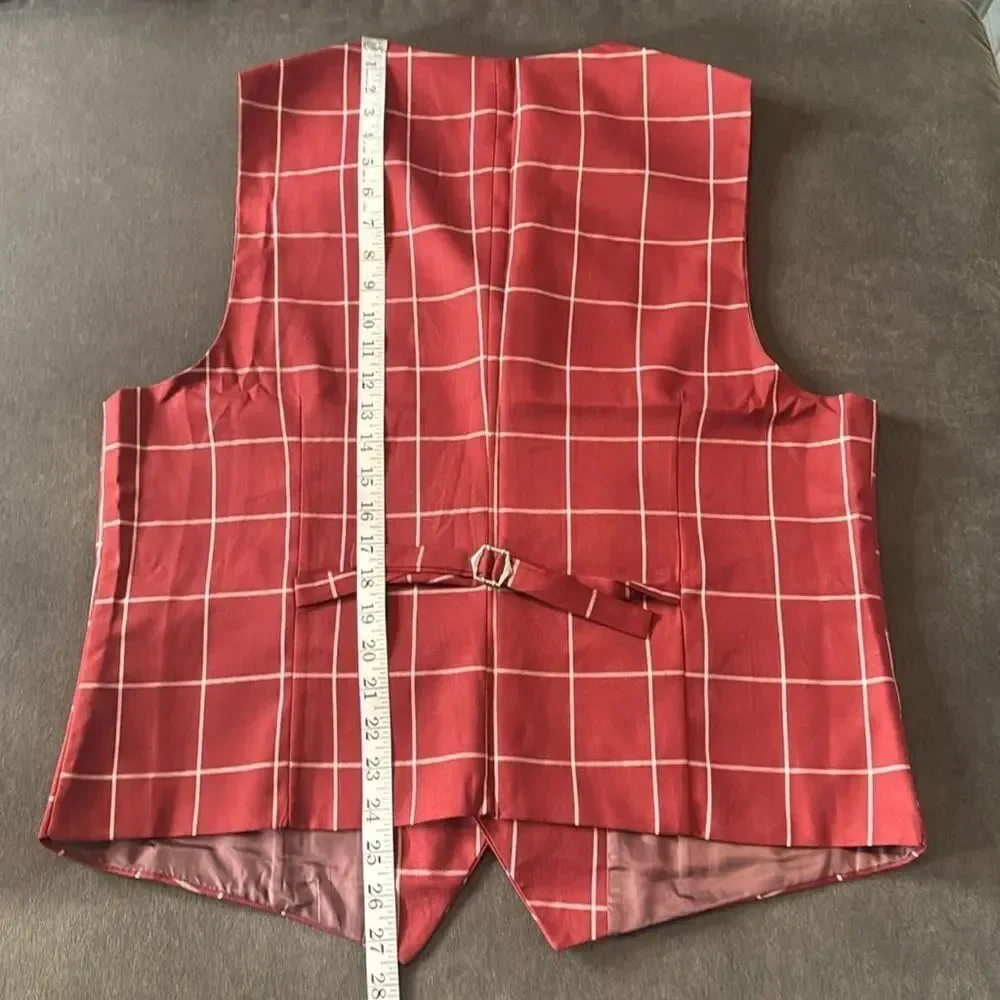 Men’s Check Plaid 3 Piece Suit Double Breasted Peak Lapel 42 Jacket 38 Pants NEW
